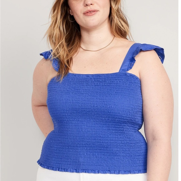 Old Navy Tops - Fitted Ruffle-Trim Smocked Cropped Top for Women